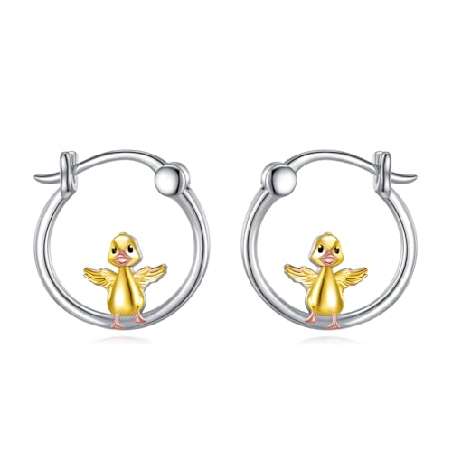 Ente Ohrringe für Damen 925 Sterling Silber Ente Creolen Ohrringe Ente Schmuck Geschenk Ente Ohrringe für Damen 925 Sterling Silber Ente Creolen Ohrringe Ente Schmuck Geschenk von YAFEINI