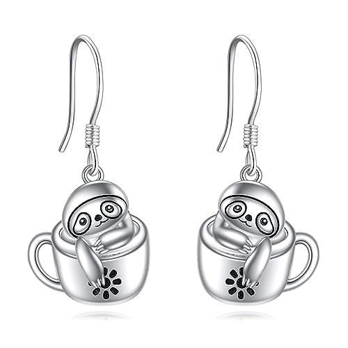 Faultier Ohrringe für Damen Mädchen Sterling Silber Faultier Ohrringe Hängend Süße Faultier Schmuck Geschenk für Frauen Tochter von YAFEINI