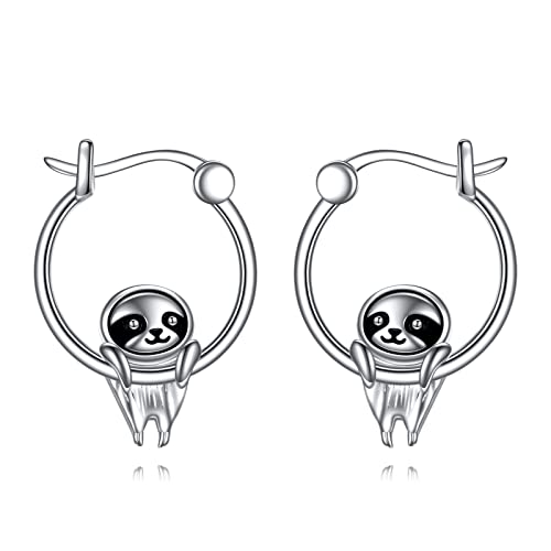 Faultier Creolen Ohrringe für Damen 925 Sterling Silber Faultier Ohrringe Schmuck Geschenke für Mädchen (Faultier) von YAFEINI