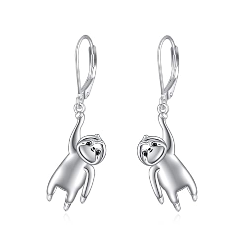 Faultier Ohrringe Sterling Silber Faultier Dangle Ohrringe Faultier Leverback Ohrringe Schmuck Geburtstag Weihnachtsgeschenke für Damen Mädchen von YAFEINI