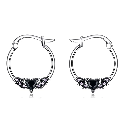 Fledermaus Ohrringe Creolen für Damen 925 Sterling Silber Tier Fledermaus Ohrringe Schmuck Geschenke für Mädchen Kinder (Fledermaus) von YAFEINI