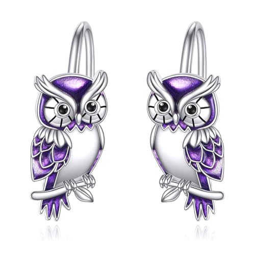 Eulen Ohrringe für Damen 925 Sterling Silber Eulen Leverback Ohrringe, Eulen Ohrhänger Eulen Schmuck Weihnachts Geschenke für Teenager (Eulen Ohrringe) von YAFEINI