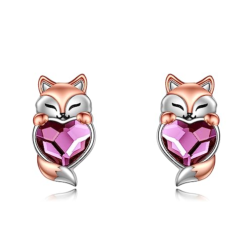 Fuchs Ohrringe Geschenke Sterling Silber Niedliche Kristall Kitsune Fuchs Ohrstecker Schmuck Geschenke für Damen und Mädchen von YAFEINI