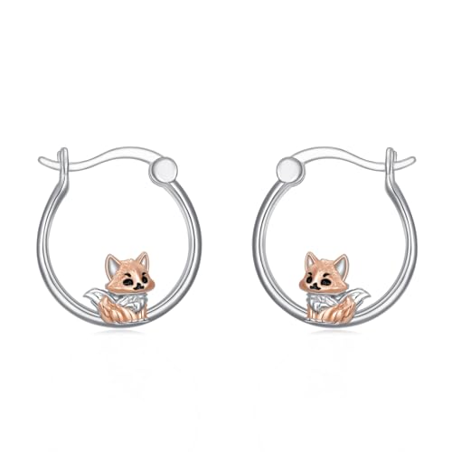 Fuchs Ohrringe Geschenke Sterling Silber kleine niedliche Fuchs Creolen Ohrringe Schmuck Huggie Hoops Geschenke für Damen Teen Mädchen von YAFEINI