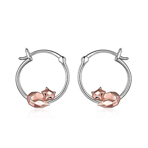 Fuchs Ohrringe Sterling Silber Origami Fuchs Creolen Fuchs Schmuck Geschenke für Frauen Tochter von YAFEINI