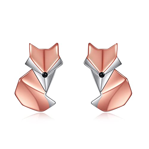 Fuchs Ohrstecker 925 Sterling Silber Fuchs Ohrringe Schmuck Geschenk für Damen Mädchen Mama Mutter(Origami-Fuchs) von YAFEINI