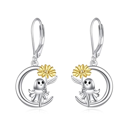 Geist Ohrringe Damen Mädchen 925 Sterling Silber Mond Hängend Ohrhänger Halloween Geist Schmuck Geschenk von YAFEINI