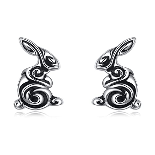 Hasenohrringe Keltische Ohrringe für Herren Frauen Irischer Schmuck 925 Sterling Silber Osterhasen Ohrstecker Geschenk für Mädchen von YAFEINI