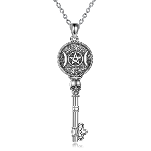 YAFEINI Hekate Halskette S925 Silber Hekate Schmuck Wiccan Wheel of Hecate Göttin Symbol Mond Göttin Halskette für Frauen Mädchen von YAFEINI