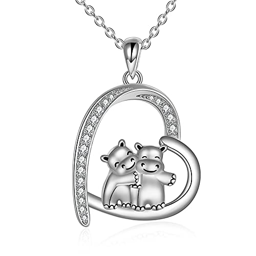 YAFEINI Hippo Halskette für Frauen 925 Sterling Silber Nilpferd Schmuck Geschenke für Frauen von YAFEINI