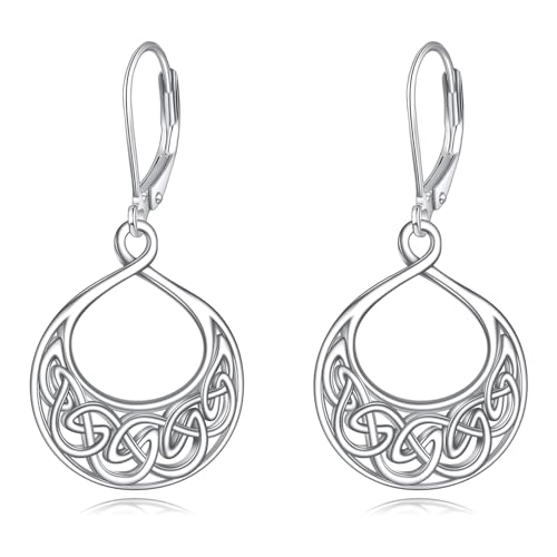 Irische keltische Ohrringe aus Sterling Silber im Vintage Stil mit keltischem Knoten Ohrhänger für Damen und Mädchen von YAFEINI