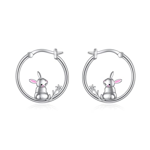 Kaninchen Ohrringe 925 Sterling Silber Hasen Creolen Ohrringe Schmuck Tier Geschenk für Damen Mädchen Kaninchen Ohrringe 925 Sterling Silber Hasen Creolen Ohrringe Schmuck Tier Geschenk für Damen Mädchen von YAFEINI