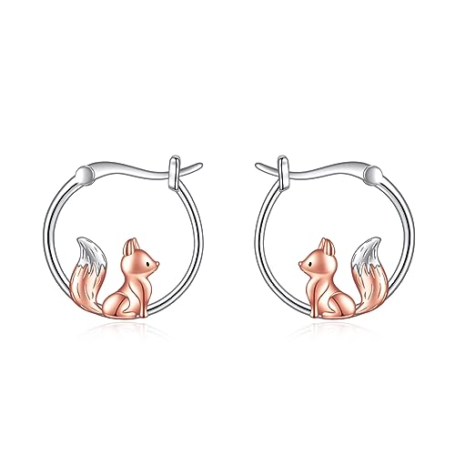 Fuchs Ohrringe für Damen 925 Sterling Silber Fuchs Creolen Ohrringe für Mädchen Kinder Fuchs Schmuck Geschenk von YAFEINI