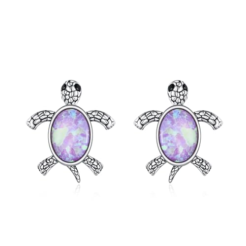 Schildkröten Ohrringe für Damen S925 Sterling Silber Schildkröten Opal Ohrstecker Schmuck Geschenke für Mädchen von YAFEINI