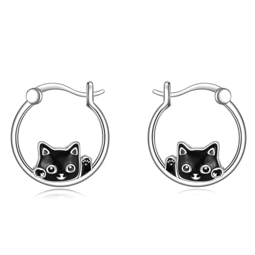 Katzen Ohrringe, Sterlingsilber Katzen Creolen Tierschmuck Geschenke für Damen Mädchen Teenager Tochter Katzen Ohrringe, Sterlingsilber Katzen Creolen Tierschmuck Geschenke für Damen Mädchen Teenager Tochter von YAFEINI