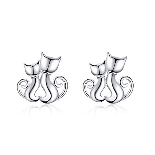 Katzen ohrringe Sterling Silber Niedlich Tier Katzen ohrstecker Schmuck für Damen Mädchen von YAFEINI