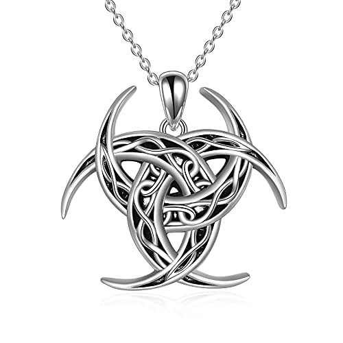 YAFEINI Triple Odin Hörner Kette 925 Sterling Silber Wikinger Halskette Keltischer Knoten Halskette Wikinger Schmuck Herren Amulett Schutz Schmuck von YAFEINI