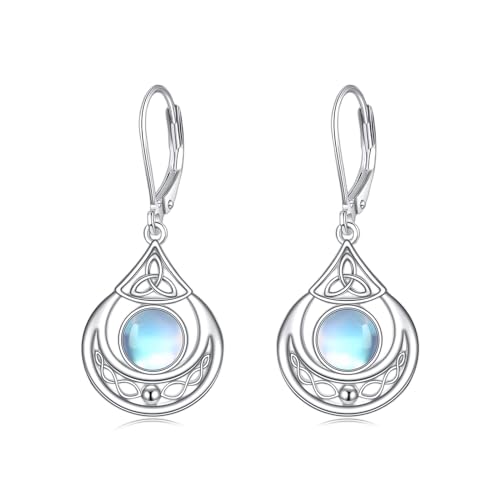 Keltische Knoten Mondstein Ohrringe Sterlingsilber keltische Anhänger Ohrringe Glücksbringer irischer Schmuck Geschenke für Damen und Mädchen von YAFEINI