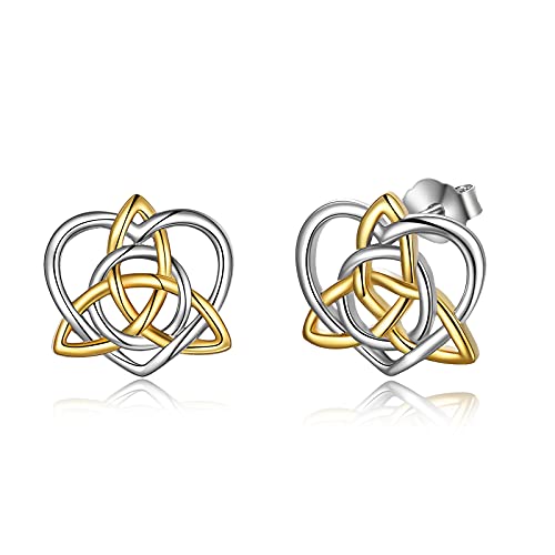 Keltische Knoten Ohrringe 925 Sterling Silber Keltischer Triquetra Trinity Knoten Ohrstecker Schmuck für Damen Mädchen (A Keltische Knoten Ohrstecker) von YAFEINI