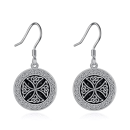 Keltische Ohrringe 925 Sterling Silber Wikinger Keltischer Knoten Anhänger Hängende Tropfen Ohrringe Amulett Schutz Irischer Schmuck Geschenke für Damen Herren von YAFEINI