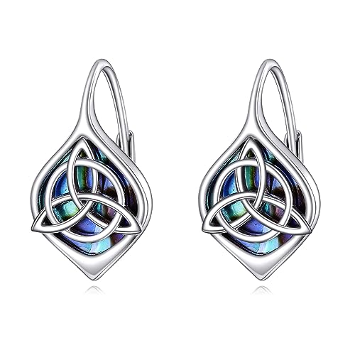 Keltische Ohrringe Damen 925 Sterling Silber Keltisches Knoten Creolen Ohrringe Abalone Muschel Schmuck Geschenk (Abalone Muschel) von YAFEINI