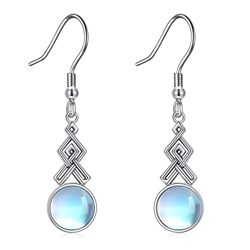 Keltische Mondstein Ohrringe für Damen 925 Sterling Silber Mondstein Ohrringe Keltischer Knoten Irischer Schmuck Geschenke für Frauen Mädchen von YAFEINI