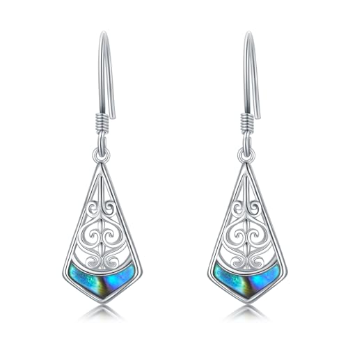 Keltische Tropfen Ohrringe für Damen - 925 Sterling Silber Filigrane Abalone Boho Schmuck - Geschenke für Frauen Mädchen von YAFEINI