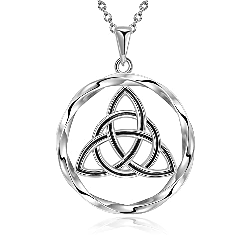 YAFEINI Keltische Kette aus Sterling Silber 925 Irischer Triquetra Anhänger Nordischer keltischer Knoten Endlose Schmuck Geschenke für Damen von YAFEINI