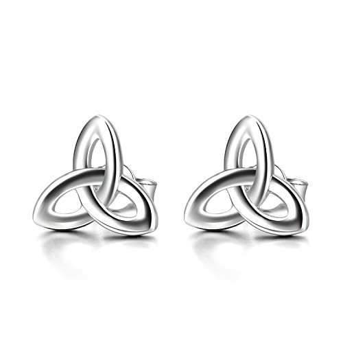 Keltische Knoten Ohrringe 925 Sterling Silber Keltischer Triquetra Trinity Knoten Ohrstecker Schmuck für Damen Mädchen Kinder (Keltische Knoten Ohrstecker 1) von YAFEINI