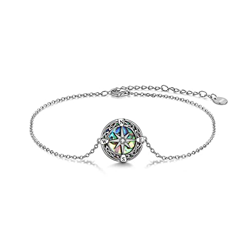 YAFEINI Kompass Armband Sterling Silber Keltischer Knoten Kompass Armband Graduierung Freundschaft Talisman Reise Armband Inspirierende Graduierung Schmuck Geschenke für Frauen von YAFEINI