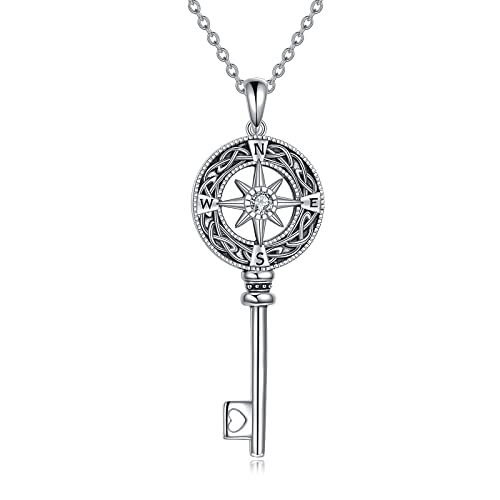 Kompass Halskette Sterling Silber Keltischer Knoten Schlüssel Halskette Graduierung Freundschaft Talisman Reise Halskette Inspirierende Graduierung Geschenk Schmuck Geschenke für Frauen Mädchen Kompass Halskette Sterling Silber Keltischer Knoten Schlüssel Halskette Graduierung Freundschaft Talisman Reise Halskette Inspirierende Graduierung Geschenk Schmuck Geschenke für Frauen Mädchen von YAFEINI