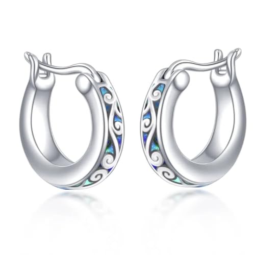 Filigran Creolen für Damen 925er Sterlingsilber Abalone Ohrringe Kleine Huggie Ohrringe Schmuck Weihnachts Geschenke von YAFEINI