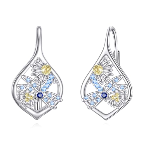 Libelle Ohrringe Sterling Silber Leverback Ohrringe Libelle Schmuck Geschenk für Damen Frauen von YAFEINI