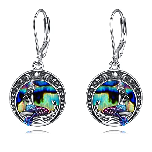 Meerjungfrau Geschenke Ohrringe Schmuck Sterling Silber Meer Meerjungfrau Abnehmender Halbmond Ohrringe Geburtstagsgeschenke Schmuck für Mädchen Tochter Damen von YAFEINI