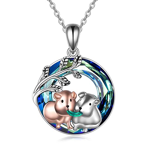 Meerschweinchen Halskette für Damen 925er Sterlingsilber mit Kristall Meerschweinchen Schmuck Geschenke für Damen von YAFEINI