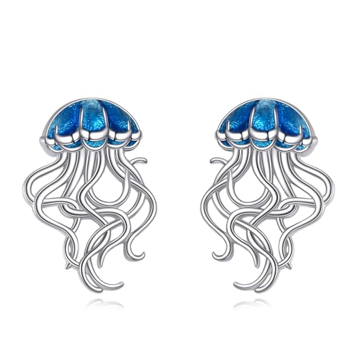 Quallen Ohrringe Sterling Silber Qualle Ohrstecker Ozean Schmuck Geschenke für Damen von YAFEINI
