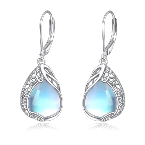 Mondstein Ohrhänger für Damen 925 Sterling Silber Filigrane Tropfen Ohrringe Mondstein Ohrringe Schmuck Geschenke für Mädchen (Filigrane Ohrringe) von YAFEINI