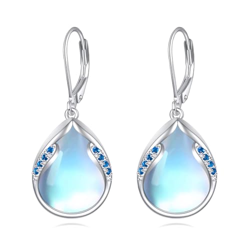 Mondstein Ohrringe 925 Sterling Silber Filigran Tropfenförmig Böhmische Tropfen Ohrring Abalone Muschel Schmuck Geschenke für Damen von YAFEINI