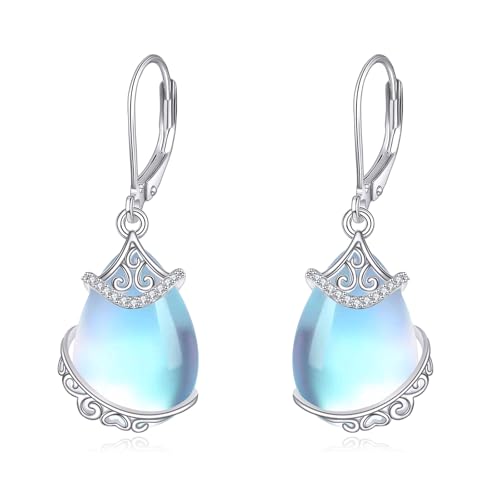 Mondstein Ohrringe für Damen 925er Sterling Silber Filigrane Ohrhänger Mondstein Schmuck Geschenke von YAFEINI