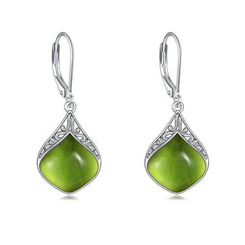 Peridot Träne Ohrringe Sterling Silber Filigran Irisch Keltisch Grün Peridot Tropfen Ohrringe Naturstein Peridot Dangle Ohrringe Schmuck Geschenke für Damen Mädchen von YAFEINI