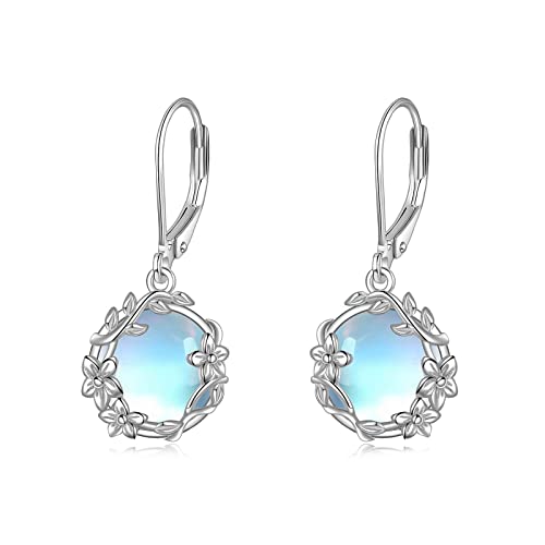 Mondstein Ohrringe Sterling Silber Filigran Irisch Keltisch Teardrop Mondstein Tropfen Ohrringe Schmuck Geschenke für Damen (B Mondstein-Ohrringe) von YAFEINI