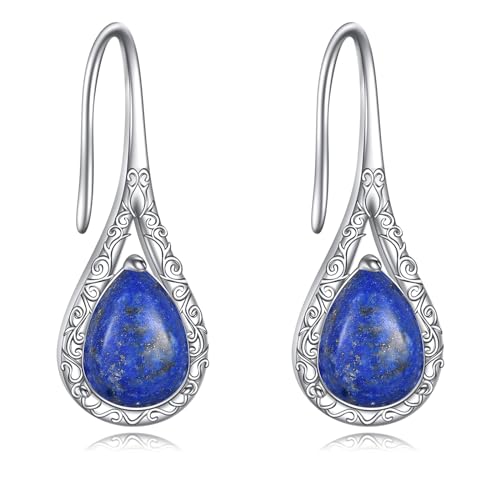 YAFEINI Lapislazuli Tropfen Ohrringe Sterling Silber - Durchziehende blaue Lapis Ohrringe Schmuck Geschenke für Damen und Mädchen von YAFEINI