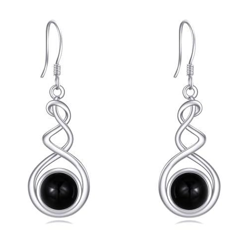 Schwarzer Onyx Ohrringe Ohrhänger für Damen Ohrringe Hängend Silber 925 Schwarzer Onyx Tropfen ohrringe Schmuck Geschenke für Damen Mädchen von YAFEINI