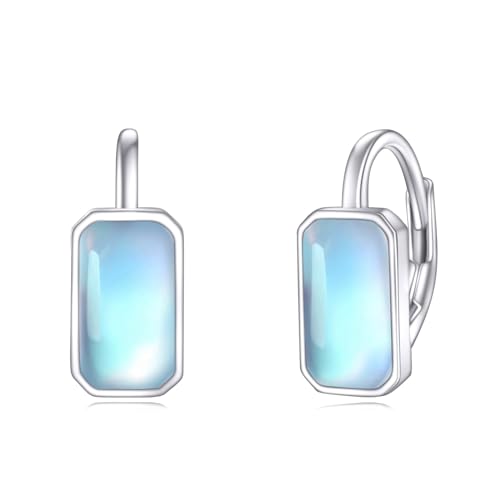 Mondstein Ohrringe Sterling Silber Square Leverback Ohrringe Mondstein Schmuck Mutter Tag Weihnachten Schmuckgeschenke für Frauen Mädchen von YAFEINI