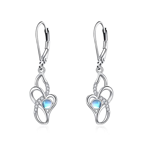 Mondstein Ohrringe Sterling Silber 925 Infinity Herz Mondstein Ohrhänger Irische Kelten Schmuck Geschenke für Damen Teenager Mädchen von YAFEINI