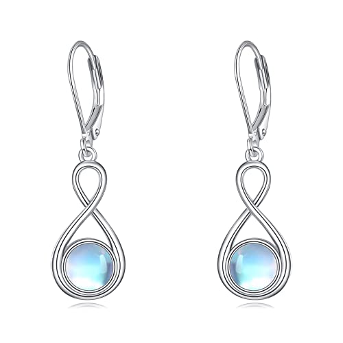 Mondstein Ohrringe für Damen 925 Sterling Silber Irischen Keltischen Knoten Ohrringe Leverback Schmuck Geschenke (J-Unendlicher Mondstein) von YAFEINI