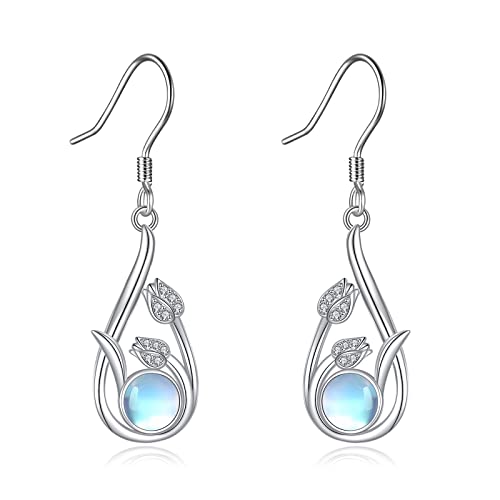 Mondstein Ohrringe für Damen 925er Sterlingsilber Tulpen Schmuck Geschenke für Damen Mutter Mutter Oma von YAFEINI