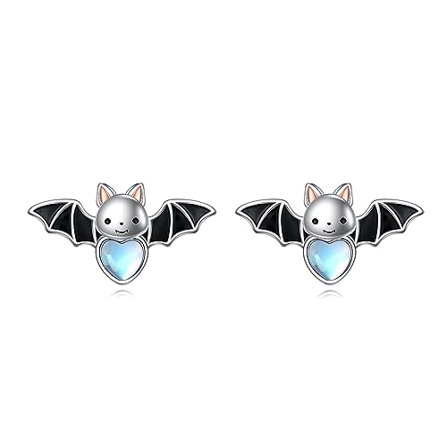 Fledermaus Ohrringe für Damen Mädchen 925 Sterling Silber Mondstein Ohrstecker Fledermaus Geschenk Mondstein Schmuck von YAFEINI