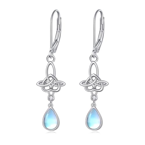 Mondstein Tropfen Ohrringe für Damen S925 Sterling Silber Keltische Mondstein Ohrhänger Hanged Schmuck Geschenke für Mädchen von YAFEINI