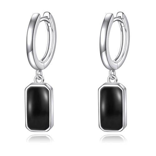 Mondstein Tropfenohrringe Sterlingsilber Mondstein Ohrhänger Schmuck Geschenke für Damen und Mädchen (Schwarz) von YAFEINI